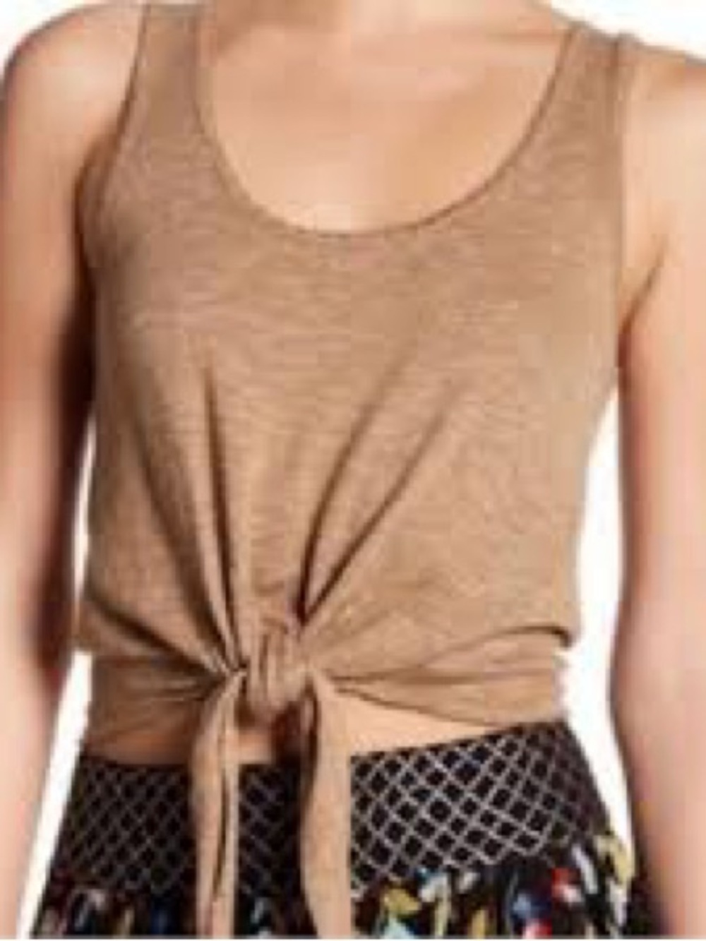 alice + olivia Front Tie Sandy Brown Knit Sleeve Shirt Size: XS